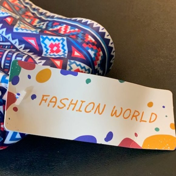 Charm Leaks Women's Blue Tribal Pattern Top, Blue Bottoms Bikini XL NWT - Picture 8 of 10